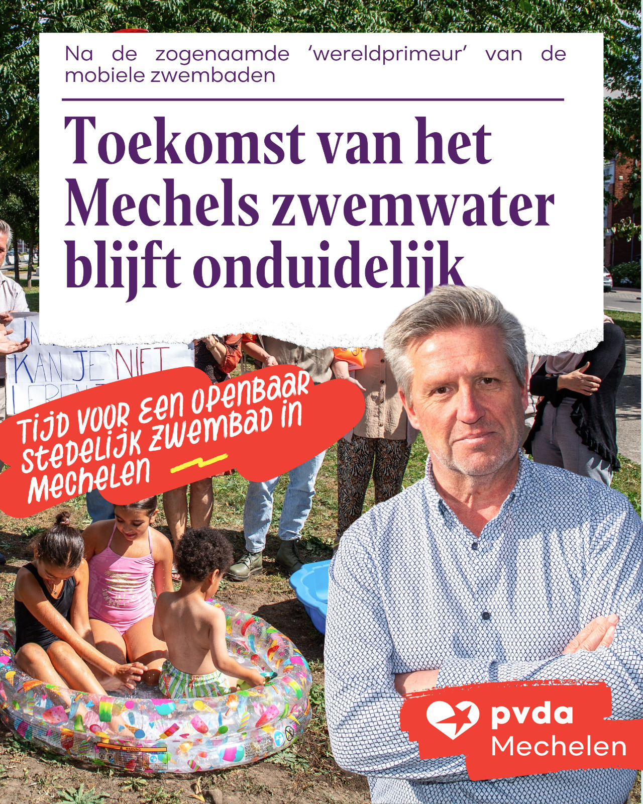 Dirk Tuypens bij actie voor zwemwater